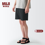 MUJI MUJI 男式 棉水洗府绸 短裤休闲短裤男款夏季纯棉全棉AED14A2S 黑色 M