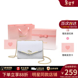 viney新款斜挎包包女包牛皮小方包轻奢单肩生日情人节礼物送女友老婆 白色【奥斯汀定制礼盒】新年送女生实用腋下包 ck风百搭小众时尚休闲小包