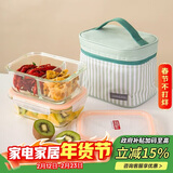 乐扣乐扣（LOCK&LOCK）耐热玻璃保鲜盒微波炉饭盒上班学生便当盒分隔餐盒配便当包两件套
