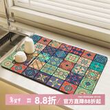 钟爱一生清池系列厨房沥水垫硅藻泥吸水餐桌垫美式水杯碗盘隔热垫台面垫子 池北彩砖 50*60cm【厨房沥水垫】