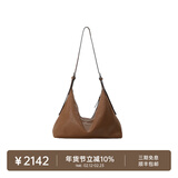 裘真【明星同款】植鞣牛皮羊皮双耳hobo单肩斜挎大容量包包女 大象灰-(牛皮）暂不预售