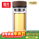 富光 男女士双层玻璃杯 高硼硅玻璃304茶隔水杯子 带茶隔泡茶杯500ml