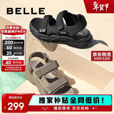 百丽厚底沙滩鞋男鞋25夏新休闲户外运动凉鞋A1514BL5 杏色 39