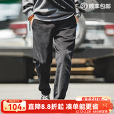 马登工装美式复古垂感灯芯绒长裤子男秋冬新款直筒修身显瘦男士休闲裤 炭黑色 【直筒裤男高级感/条绒裤/黑裤子/男裤】 XL