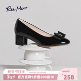reemoor红色粗跟新娘婚鞋女大码女鞋中跟漆皮单鞋百搭高跟鞋睿慕 黑色瘦脚建议拍小一码4.5cm根 39
