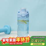 乐扣乐扣（LOCK&LOCK）人鱼线塑料运动水杯夏天便携水壶带刻度提手男女水杯子520ML蓝色