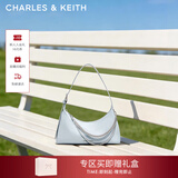 CHARLES&KEITH柔软拉链式褶皱单肩包腋下包包女包女士新年生日礼物CK2-40782472 Sea Salt Blue海盐蓝色 S