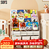 SOFS儿童书架绘本架简易落地宝宝小书柜铁艺幼儿置物架书本玩具收纳架 XL码 (4+2)层 3盒