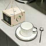 古莜轻奢咖啡杯子高档欧式下午茶咖啡杯套装高颜值拉花杯碟拿铁杯白色