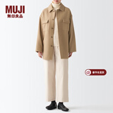 MUJI男女通用羊毛混立领中长大衣男式女式毛呢外套冬季格雷系BDA16A2A 米色 L-XL
