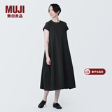 MUJI女式 易干弹力泡泡纱 法国袖连衣裙 女装裙子夏季 BC2JQA4S 黑色 M (160/84A)