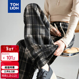 唐狮（TonLion）2024女休闲松紧格纹休闲裤 黑色调/二批 L 
