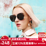 海俪恩墨镜女防紫外线防晒偏光太阳镜大脸显瘦开车高级驾驶镜N6621 N26P亮黑框+灰色片（偏光）