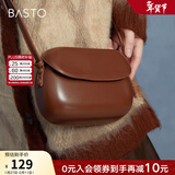 百思图商场同款时尚百搭潮流复古迷你马鞍包单肩斜挎包女X2782DX2 棕色 F