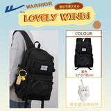 回力（Warrior）书包女高颜值初中生高中生大学生轻便大容量双肩包男旅行电脑背包 黑色【带可爱猫咪挂件】