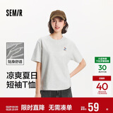森马（Semir）【多彩凉感T】短袖t恤女夏中长款宽松舒适刺绣上衣109324100007