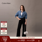 Calvin Klein【情人节礼物】休闲单肩包链条包包字母旋扣翻盖CK女包斜挎马鞍包