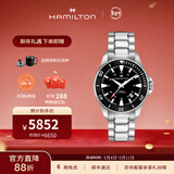 汉米尔顿（Hamilton）汉密尔顿瑞士手表男机械表卡其海军系列蛙人防水夜光男表 钢带黑色表圈40mm H82335131
