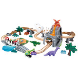 Hape男孩轨道玩具diy拼插拼搭火车轨道夜光恐龙套3岁+礼物E3795