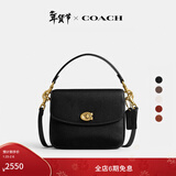 蔻驰（COACH）【礼物】经典标志CASSIE19号单肩斜挎包翻盖冬季女包 黄铜色硬件/黑色（新版）