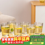 青苹果无铅玻璃水杯265ml6只装 竖纹漱口杯茶杯牛奶杯啤酒杯饮料杯