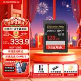闪迪相机卡 4K高清SD卡 UHS-I微单存储卡微单反摄像储存大卡内存sd卡内存卡 128G标配+川宇2.0读卡器价值7.9元