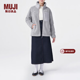 MUJI MUJI 男女通用 羊羔绒 拉链夹克 毛绒加绒厚外套 秋冬季 灰色 XXS-XS