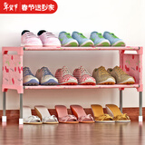 索尔诺 简易鞋架子简约现代宿舍家用门口收纳架经济型拖鞋架 颜色随机3【宽58cm*高32cm】