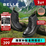 百丽黑曜石勇士厚底休闲加绒靴子户外工装马丁靴A1764DD4 黑绒里 39