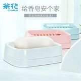 茶花 肥皂盒 皂碟香皂架子肥皂架 双层沥水香皂盒子白色1只装