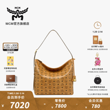 MCM官旗AREN大号HOBO斜挎包单肩包流浪包旅行通勤包送女友 干邑色 大号