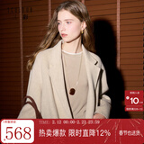 三彩【宋轶同款】【100绵羊毛】2025冬季新款双面呢大衣中长毛呢外套S 燕麦色 L 165/88A