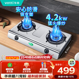 华帝燃气灶 家用台式 4.2kW易打理熄火保护 不锈钢面板双灶台灶具 JZT-i10035A【天然气产品】