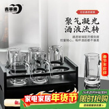 青苹果白酒杯二两杯刻度分酒器玻璃酒壶6只 家用饭店用