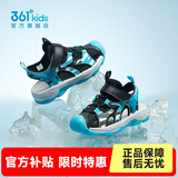 361°儿童包头凉鞋夏季新款透气防滑男女童沙滩凉鞋中大童运动鞋 碳黑/超氢蓝色/361度白 36