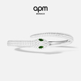APM Monaco绿眼灵蛇开口银手镯女 气质周年女友闺蜜 情人节礼物 S码