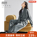 对白（DUIBAI）时尚通勤运动卫衣两件套女2026春装新款外套直筒长裤休闲套装 深灰色 S