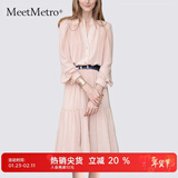 MeetMetro玛依尔法式仙女连衣裙女2026春新款高端气质纯欲风裙子礼服长裙 藕粉MG184213 S