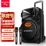 山水（SANSUI）A12-66 12吋广场舞音响 户外音响卡拉ok重低音蓝牙音响 便携式K歌移动舞台拉杆音箱大功率扩音器 旗舰版（12寸重低音+双麦）