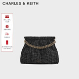 CHARLES&KEITH子母链条大容量流浪包托特包单肩斜挎包女包新年礼物CK2-40671449 【L号】Black Tweed黑色/白色CK2-40671449-2 L