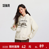 森马（Semir）[商场同款]中国国家地理系列卫衣女图案2024新款加绒宽松冬装 浅花灰00232 S