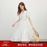 范思蓝恩法式镂空蕾丝白色蛋糕裙女2025夏新款木耳边公主裙2752 白色 M