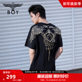 BOY LONDON【暗黑罗盘】夏情侣款短袖权杖印花炸街潮牌T恤N01906 N0103902 L