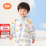 良良婴儿睡袋秋冬加厚款儿童睡袋新生儿分腿款四季通用防踢被 拼图蓝·厚夹棉200g-适合0-10℃ L（建议身高80-95cm）