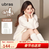 ubras【虞书欣同款】兔绒绒开襟家居服套装厚款女加绒睡衣冬季女 【长袖短裤套装】纯白色 M