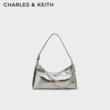 CHARLES&KEITH柔软拉链式褶皱单肩包腋下包包女包生日礼物送女友CK2-40782472