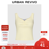 UR2025秋季新款女装休闲基础百搭坑条肌理褶皱背心UYY450306 米黄 S