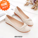 森用品牌断码单鞋女2025秋冬新款平底中年浅口妈妈鞋软底豆豆鞋 米白色 春秋款 37 尺码偏小拍大一码