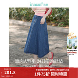 茵曼（INMAN）100%纯棉法式牛仔半身裙2026夏女装新款气质显瘦中高腰A字裙子 牛仔蓝 S