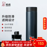 希诺（heenoor）保温杯男士大容量简约带滤网泡茶商务办公杯子便携定制泡茶水杯 经典款-304不锈钢-深蓝525ml